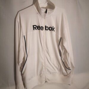 Reebok Play Dry White w/ Black Men's Size Large Full Zip Athletic Jacket